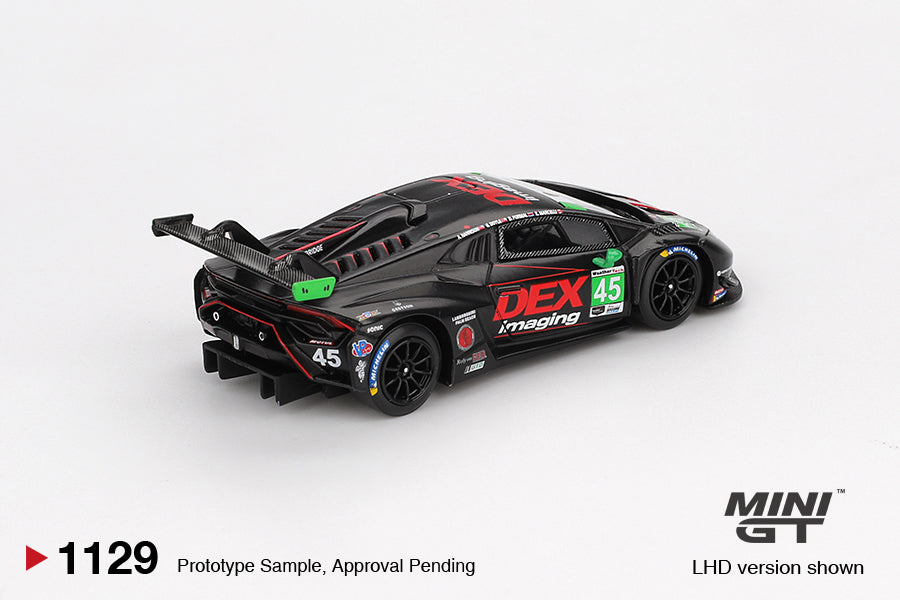 Mini GT 1:64 Lamborghini Huracán GT3 EVO 2 #45 DEX Imaging Daytona 24 Hrs 2024 diecast model car. Back
