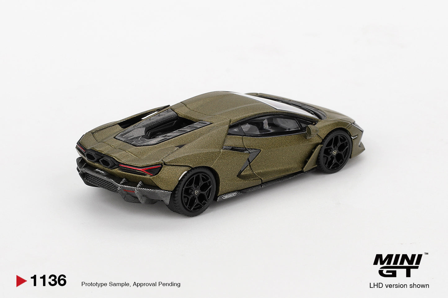 Mini GT Lamborghini Revuelto Verde Gea matte 2023 supercar diecast 1:64. Back
