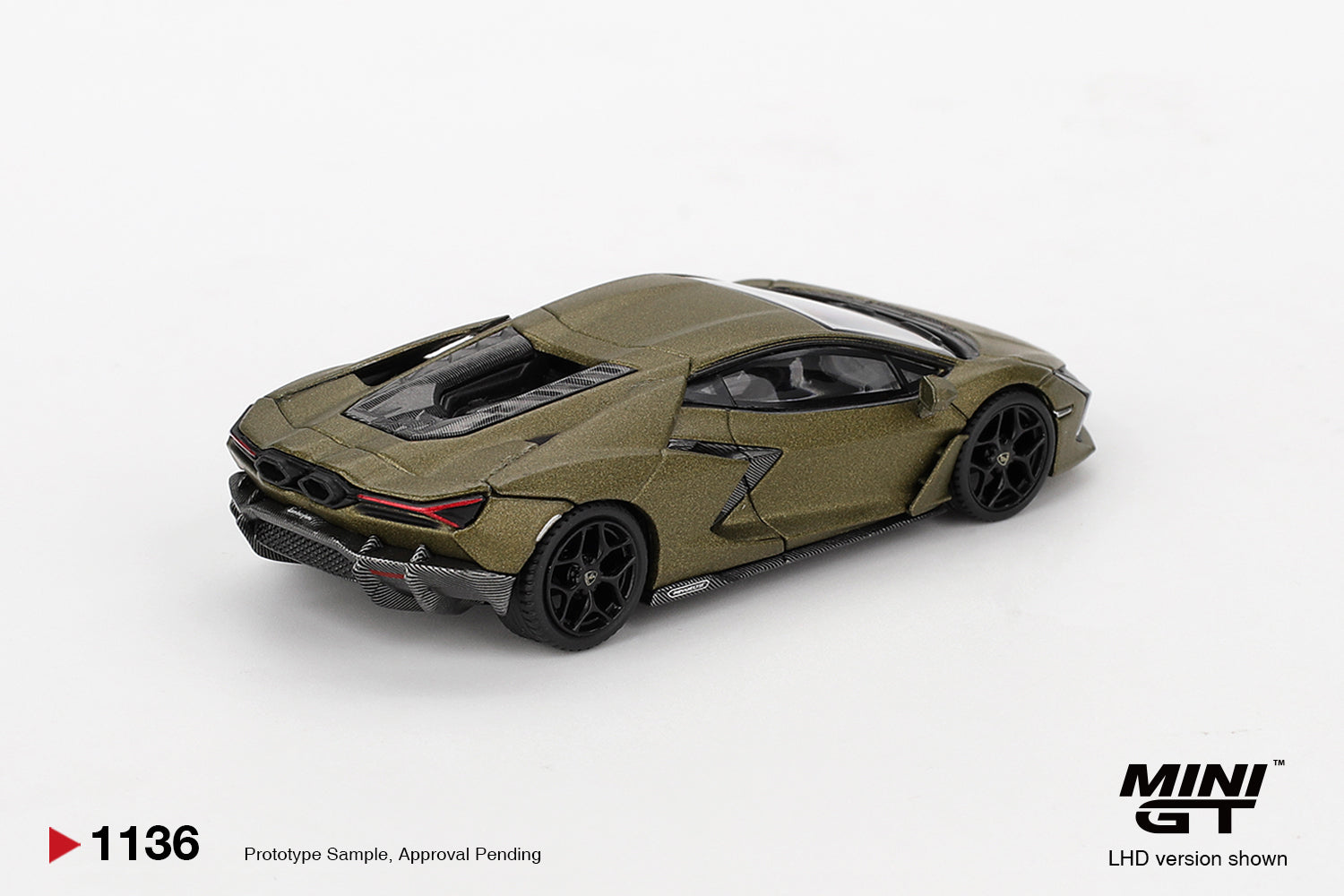 Mini GT Lamborghini Revuelto Verde Gea matte 2023 supercar diecast 1:64. Back
