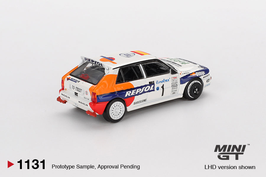 Mini GT 1:64 Lancia Delta Integrale Evoluzione #1 Rally Monte Carlo 1993 diecast rally car. Back