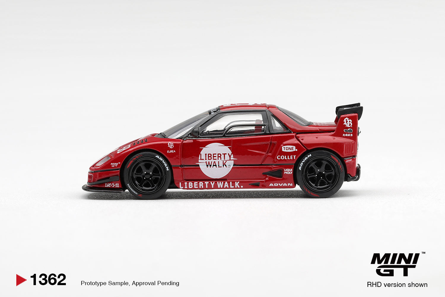 Mini GT Mazda AZ-1 Liberty Walk LB40 in Hinomaru Red.