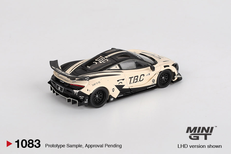 Mini GT McLaren 720S LB-Works “The Boring Concept” in 1:64 scale, widebody aero and display-ready packaging. Back