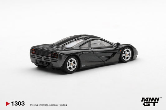 Mini GT McLaren F1 Blue Black Metallic 1993 1:64 diecast car. Back