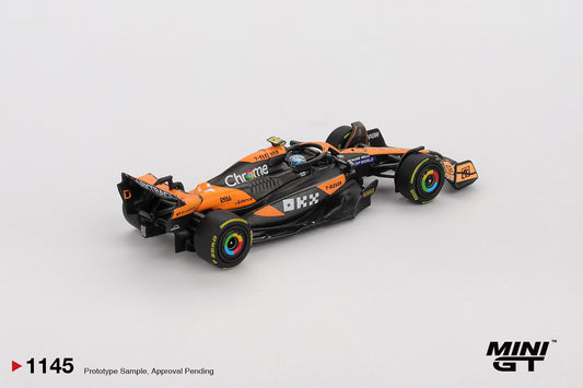 1:64 Mini GT McLaren MCL38 #4 Lando Norris Hungarian F1 GP Winner 2024 – papaya orange die-cast model. Back