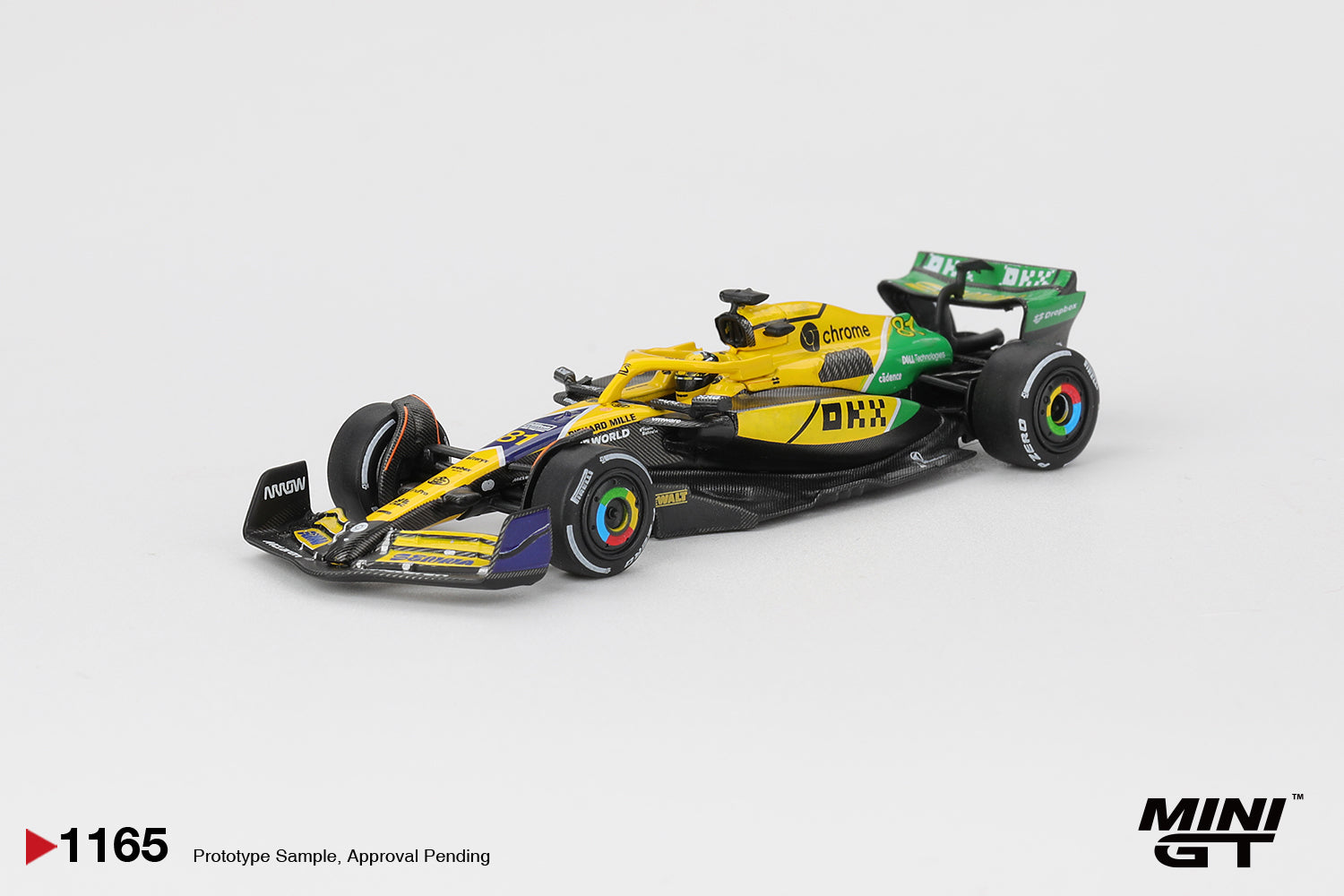 1:64 Mini GT McLaren MCL38 #81 Oscar Piastri Monaco GP 2024 – special livery die-cast Formula 1 car. Front
