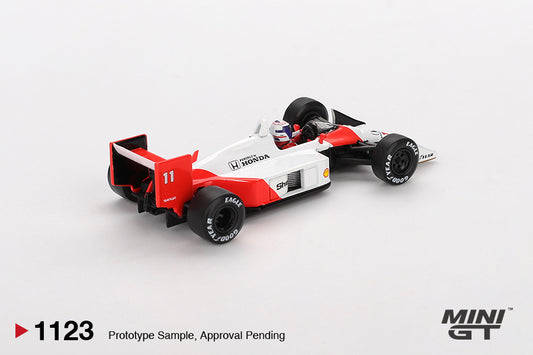 Mini GT McLaren MP4/4 #11 Alain Prost 1988 Japanese GP 1:64 diecast model. Back