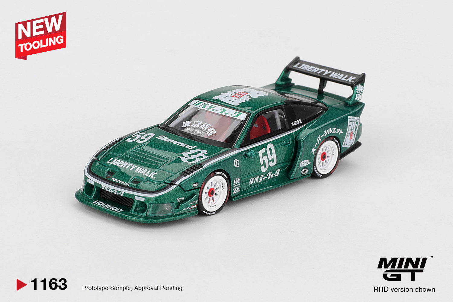 Mini GT 1:64 Nissan 180SX LB-Super Silhouette Tokyo Auto Salon 2026 diecast model. Front
