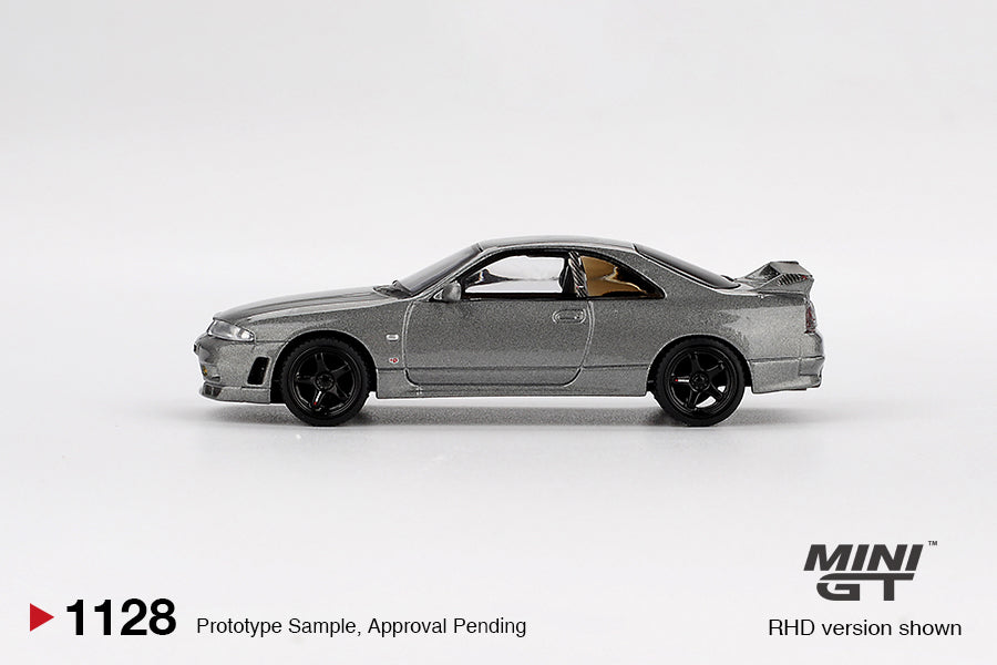 Mini GT 1:64 Nissan GTR R33 NISMO BCNR33 CRS Dark Metal Gray diecast model car 1993. Side