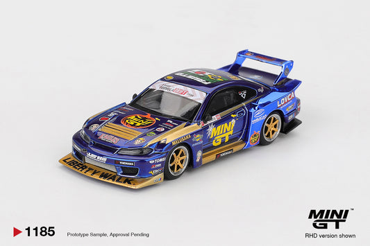 Mini GT 1:64 Nissan Silvia S15 LB-Super Silhouette #555 Liberty Walk Formula Drift 2025. Front