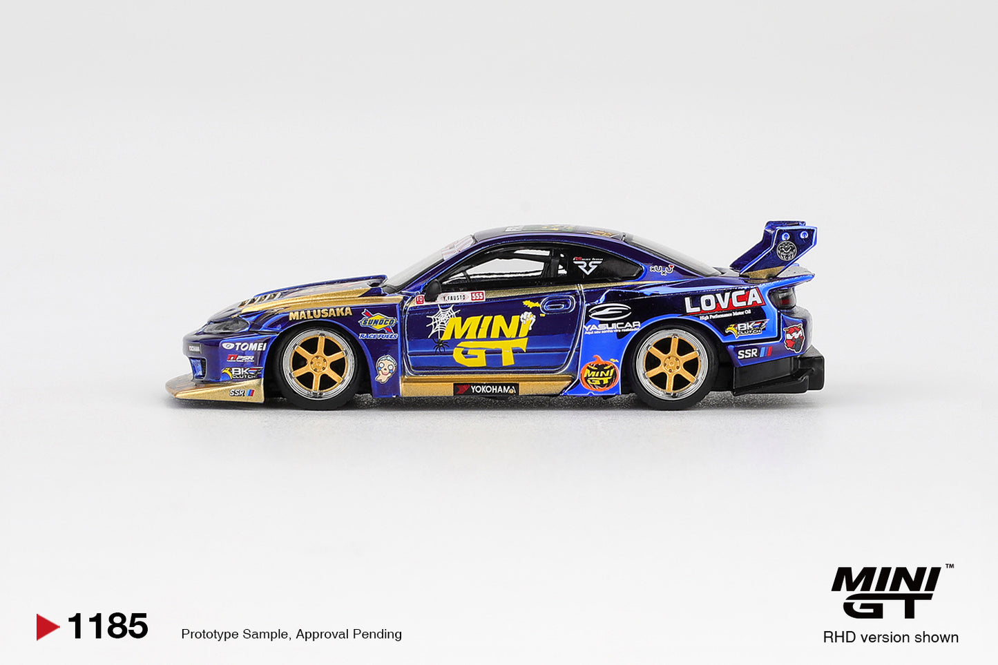 Mini GT 1:64 Nissan Silvia S15 LB-Super Silhouette #555 Liberty Walk Formula Drift 2025. Side