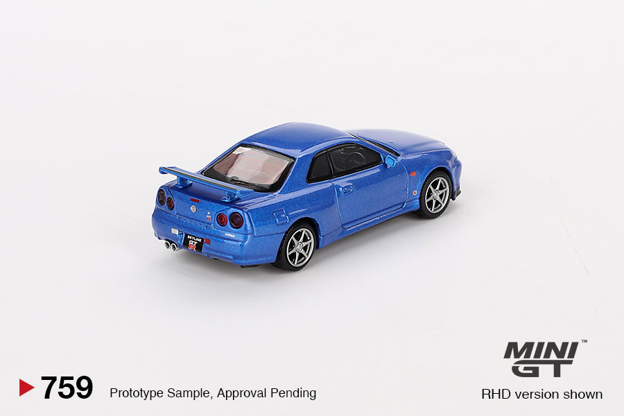 (Pre-Order) Mini GT - Nissan Skyline GT-R (R34) V-SPEC Bayside Blue 1999