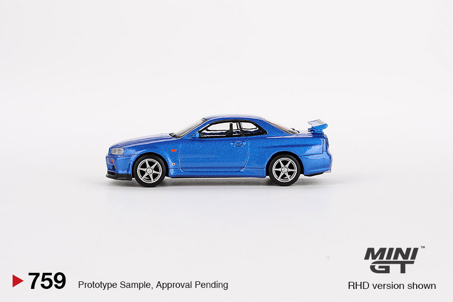 (Pre-Order) Mini GT - Nissan Skyline GT-R (R34) V-SPEC Bayside Blue 1999