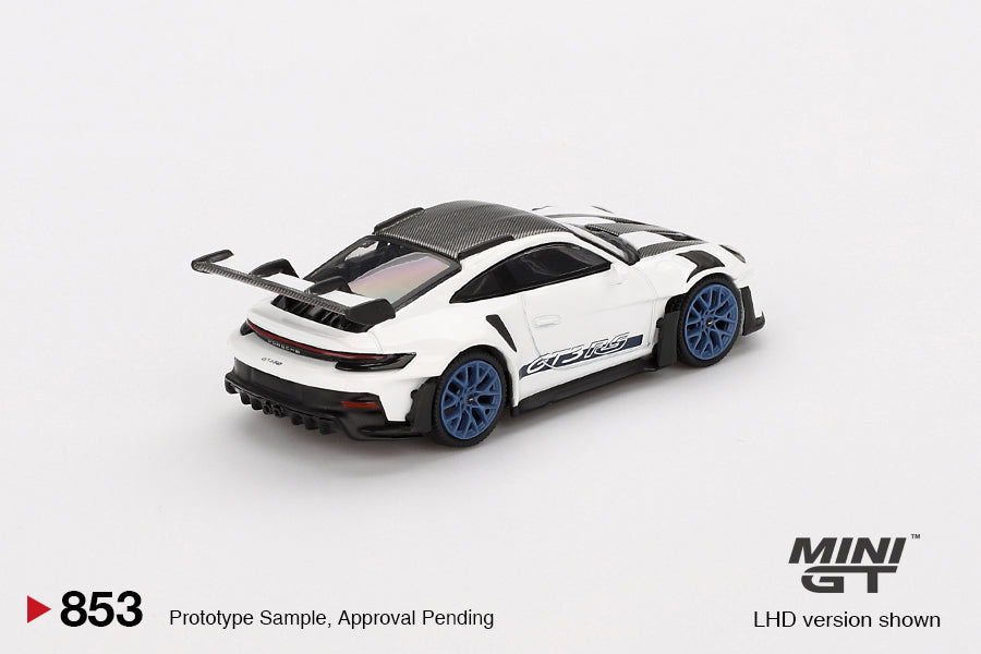 (Pre-Order) Mini GT - Porsche 911 (992) GT3 RS Weissach Package White With Indigo Blue 2024