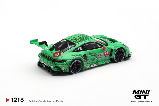 Mini GT 1:64 Porsche 911 GT3 R 992 AO Racing #77 Sebring 2025 diecast model. Back