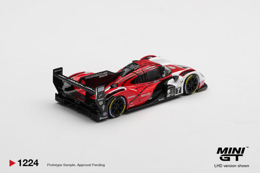 Mini GT 1:64 Porsche 963 #7 Porsche Penske Daytona 2025 winner diecast model. Back