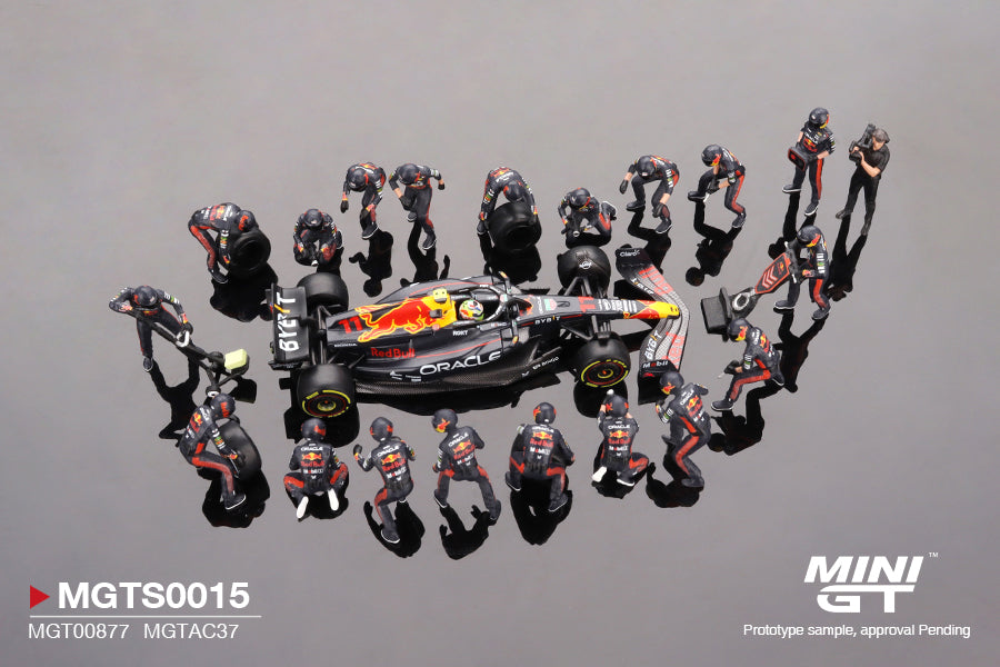 (Pre-Order) Mini GT - RedBull Racing RB19 Pit Crew Set #11 Sergio Pérez Japanese Grand Prix 2023