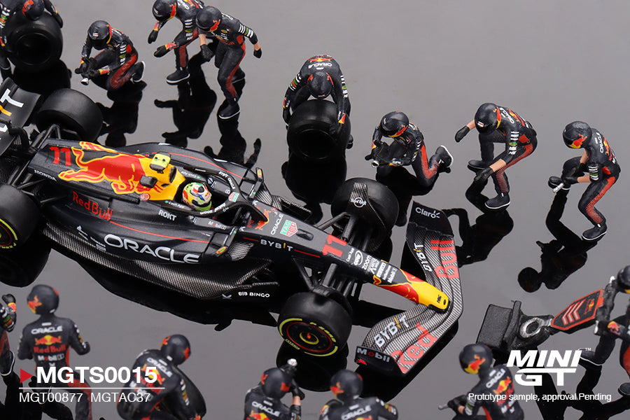 (Pre-Order) Mini GT - RedBull Racing RB19 Pit Crew Set #11 Sergio Pérez Japanese Grand Prix 2023