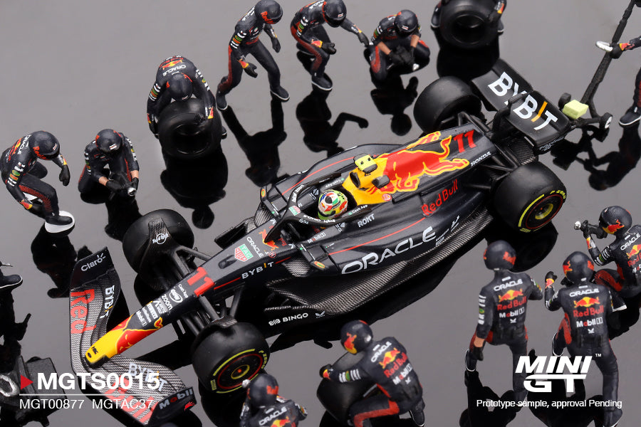 (Pre-Order) Mini GT - RedBull Racing RB19 Pit Crew Set #11 Sergio Pérez Japanese Grand Prix 2023