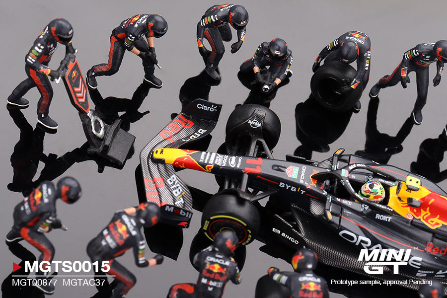 (Pre-Order) Mini GT - RedBull Racing RB19 Pit Crew Set #11 Sergio Pérez Japanese Grand Prix 2023