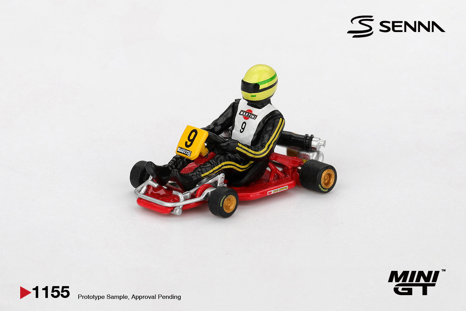 Mini GT 1:64 Ayrton Senna Formula K kart #9 Karting World Championship 1981. Front