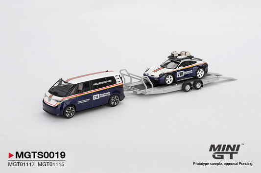 Mini GT Porsche 911 Dakar #718 and Volkswagen ID. Buzz Roughroads Set 1:64 scale diecast