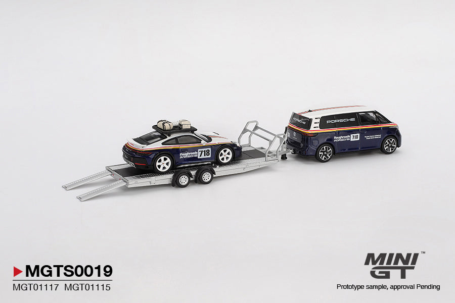 Mini GT Porsche 911 Dakar #718 and Volkswagen ID. Buzz Roughroads Set 1:64 scale diecast