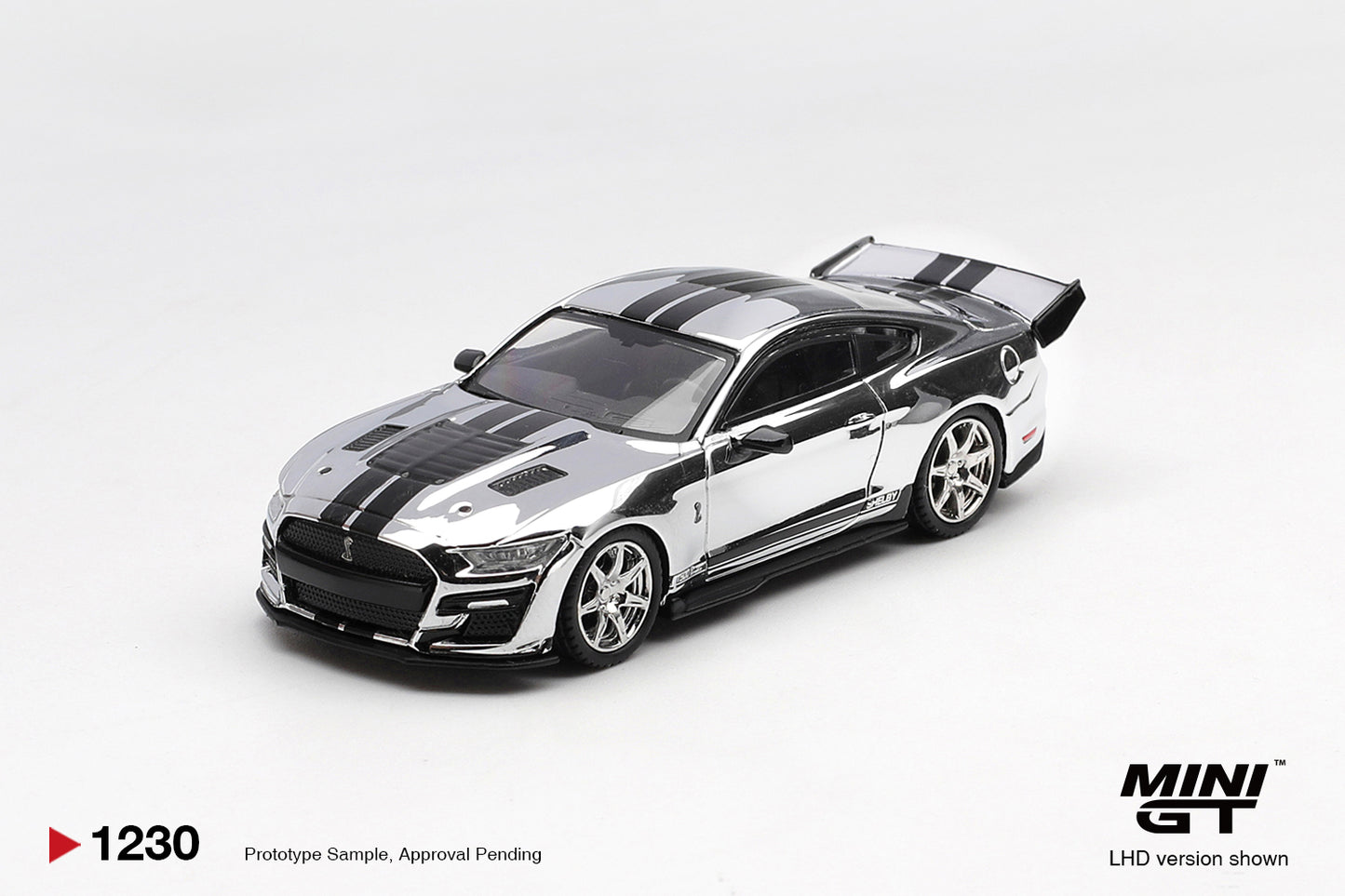 Mini GT Shelby GT500 Dragon Snake Concept chrome silver 2020 1:64 diecast. Front
