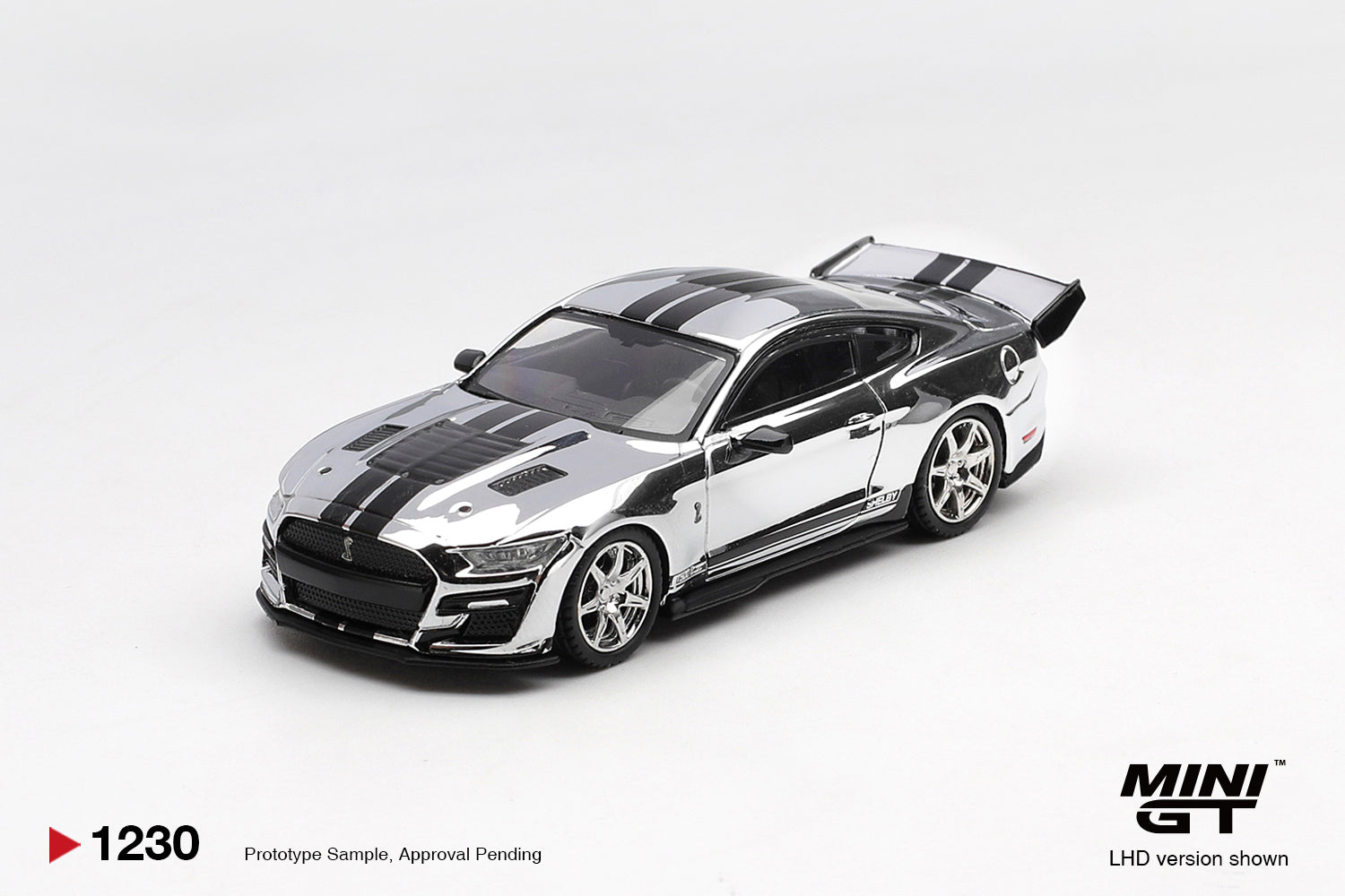 Mini GT Shelby GT500 Dragon Snake Concept chrome silver 2020 1:64 diecast. Front