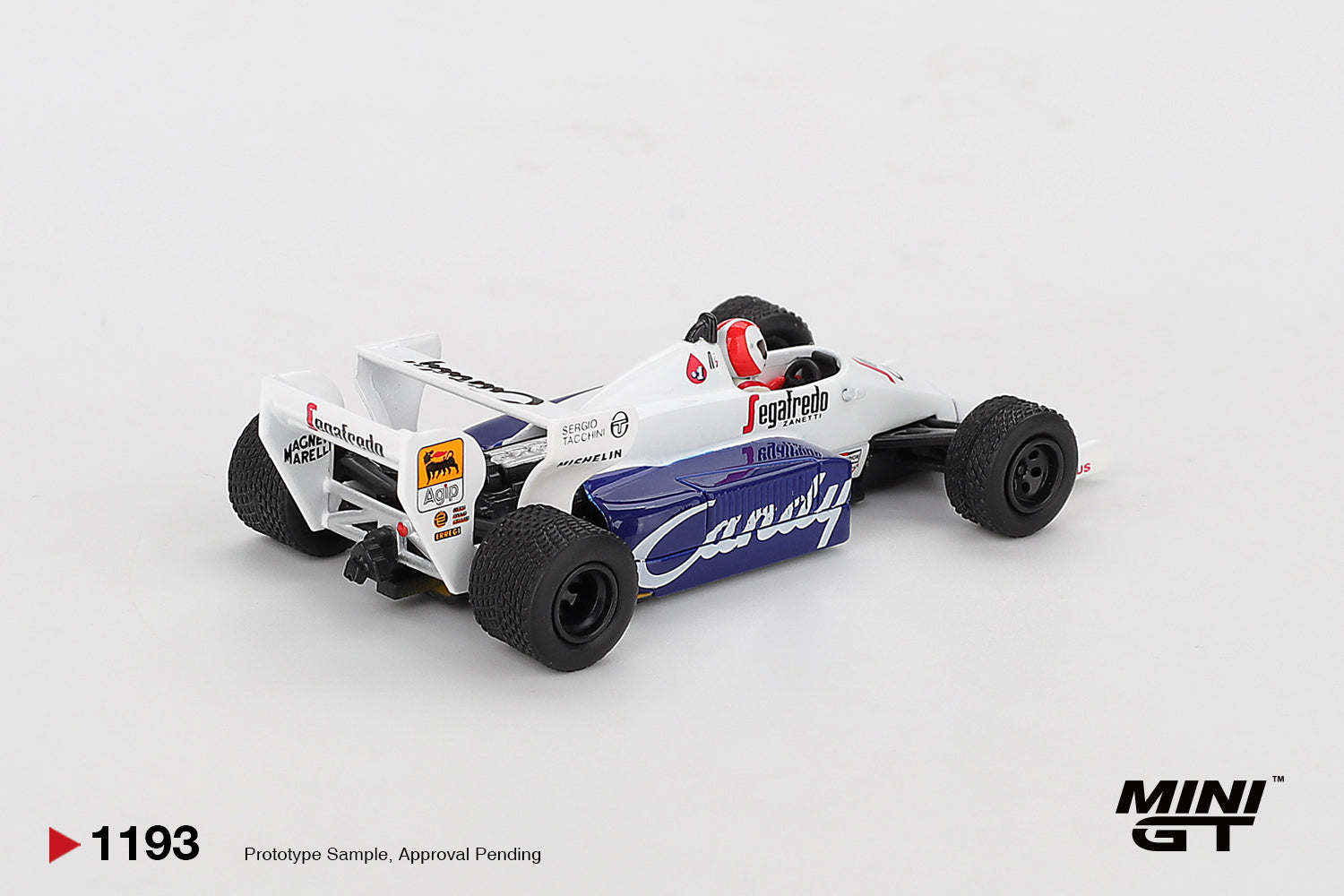 Mini GT Toleman TG184 #20 Johnny Cecotto Monaco GP 1984 Formula 1 diecast 1:64. Back