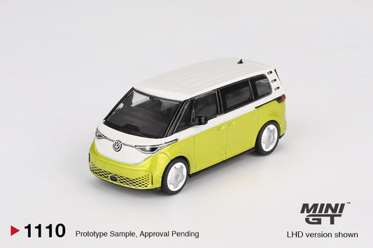 Mini GT Volkswagen ID.Buzz 2023 Candy White Pomelo Yellow 1:64 diecast model. Front