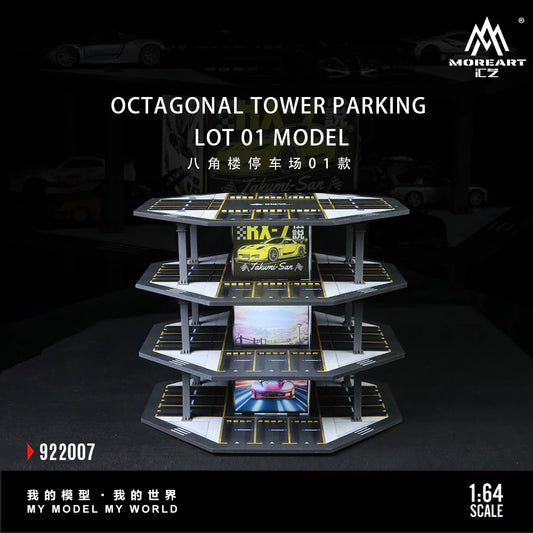 MoreArt Octagonal Tower Parking Lot 01 MO922007 with illuminated parking levels.