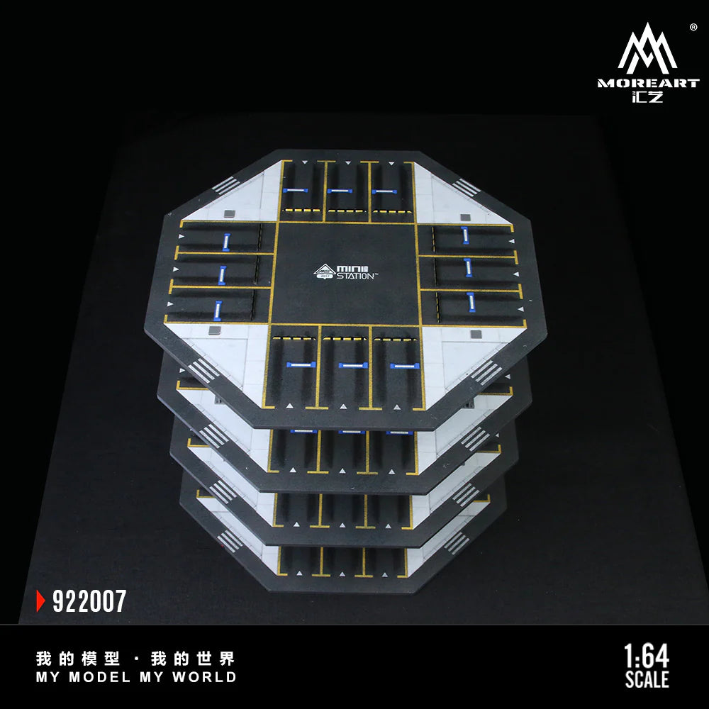 MoreArt Octagonal Tower Parking Lot 01 MO922007 with illuminated parking levels.