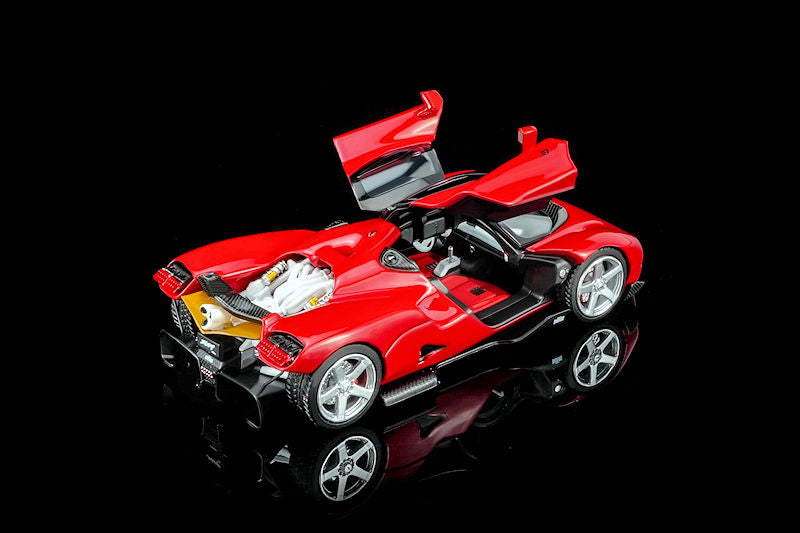 Motorhelix Nilu Hypercar Gilles Red gullwing doors open detailed engine 1:64