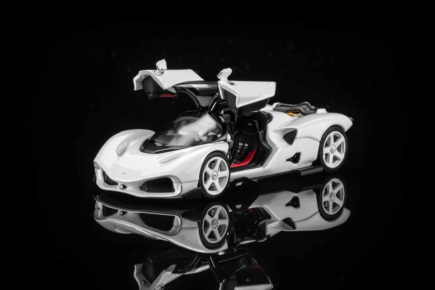 Motorhelix Nilu Hypercar Suzuka White gullwing doors open detailed engine 1:64