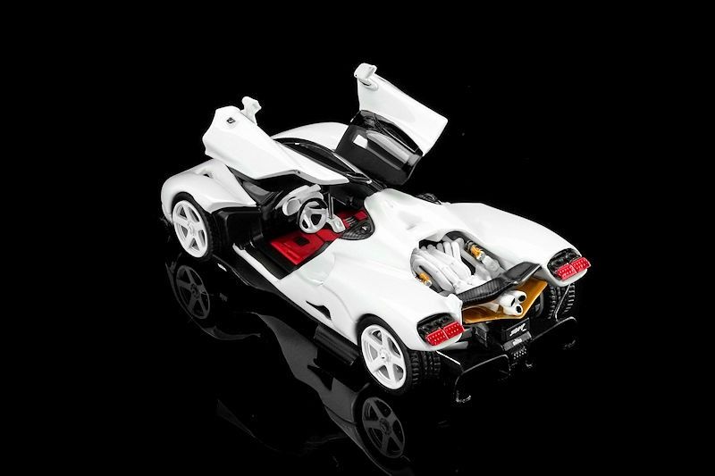 Motorhelix Nilu Hypercar Suzuka White gullwing doors open detailed engine 1:64