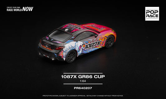 POP Race 1087X Toyota GR86 Cup 1:64 diecast racing car model. Back