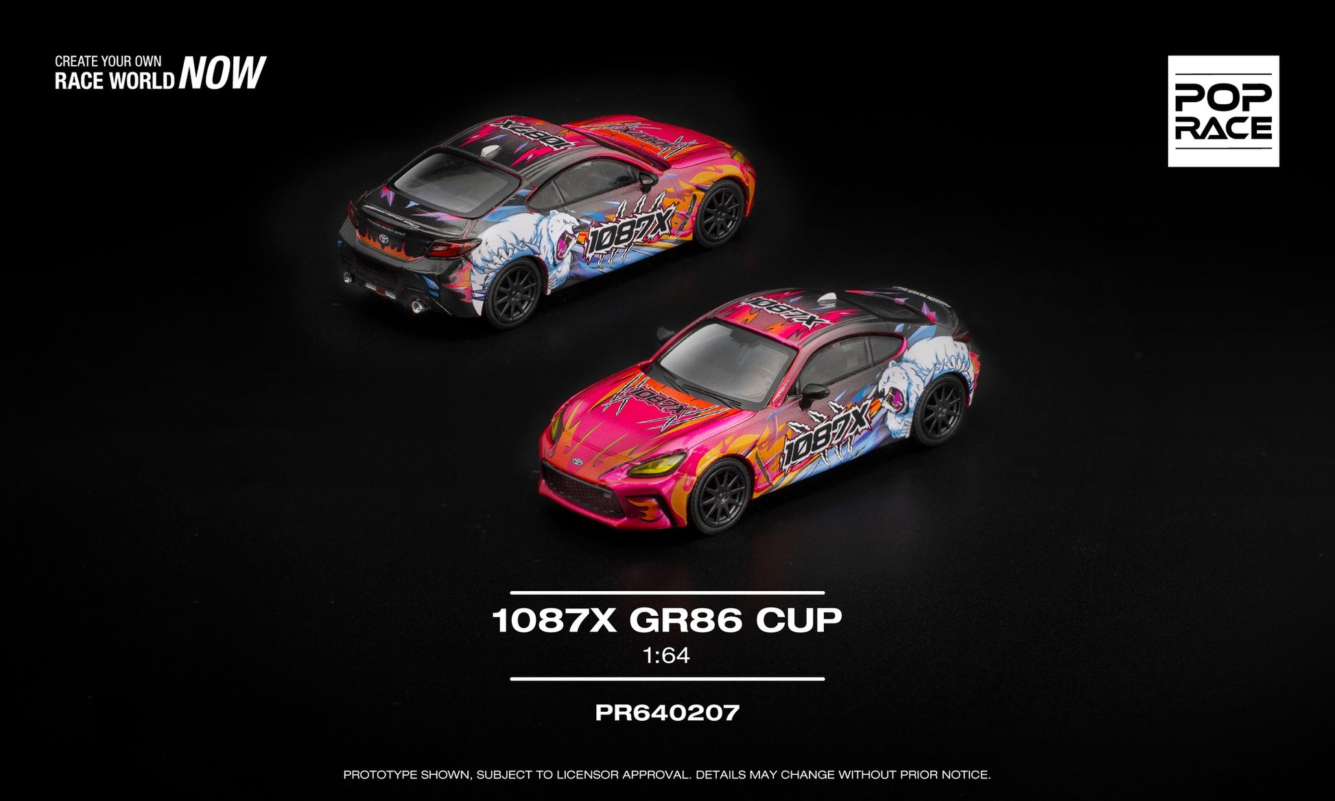 POP Race 1087X Toyota GR86 Cup 1:64 diecast racing car model