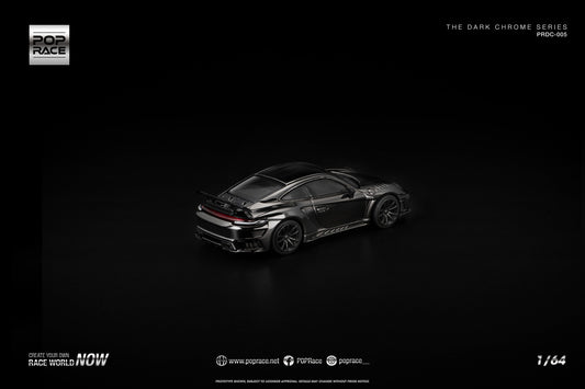 POP Race 1:64 992 Stinger GTR Dark Chrome Series – premium tuner Porsche in dark chrome finish. Back