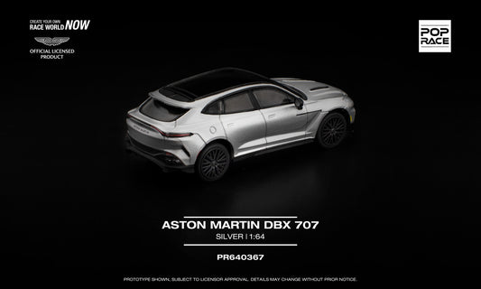 POP Race Aston Martin DBX 707 silver diecast model 1:64. Back
