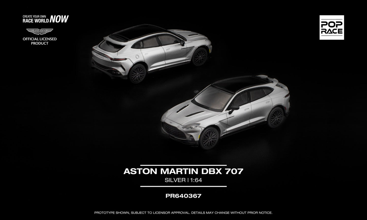 POP Race Aston Martin DBX 707 silver diecast model 1:64