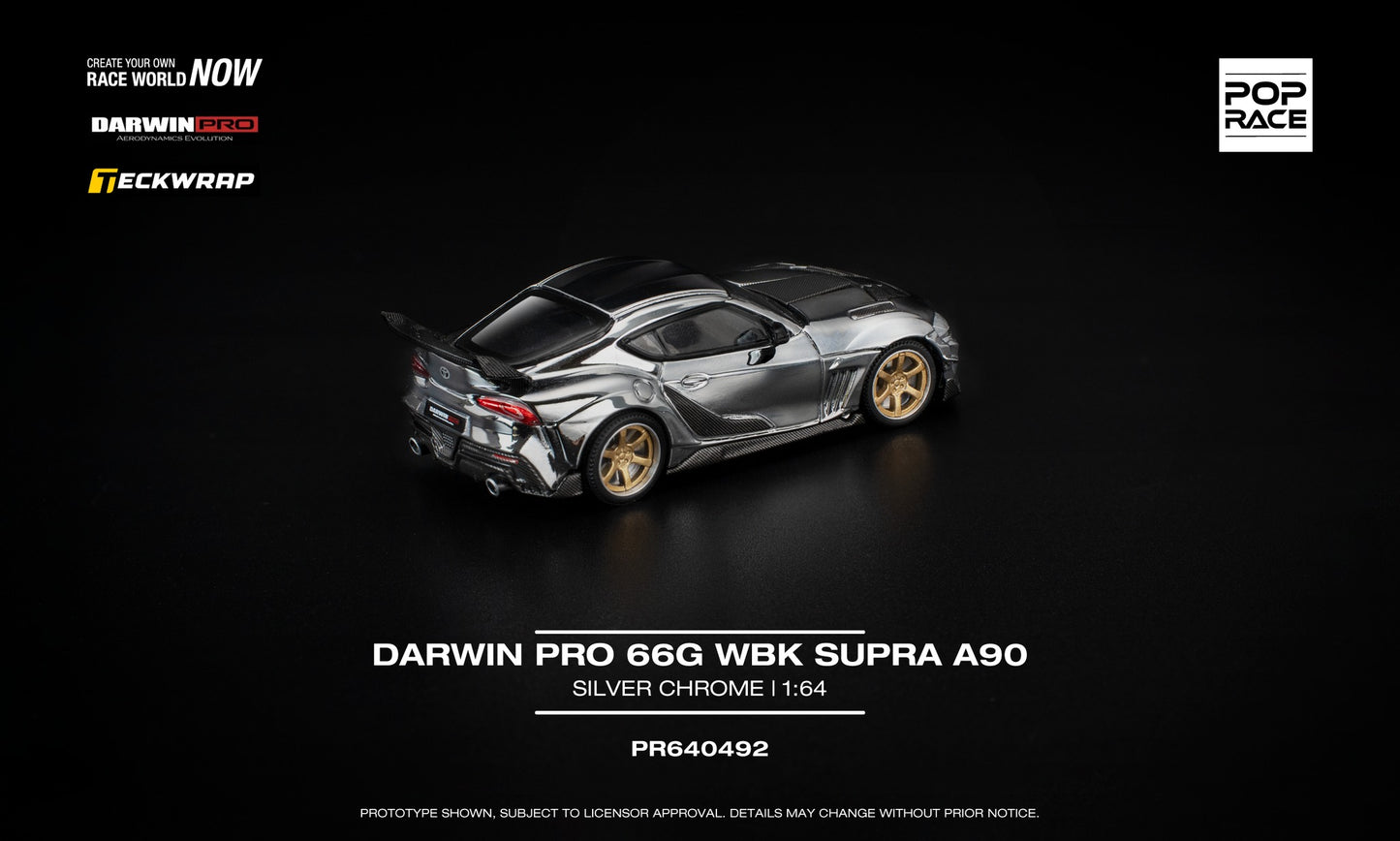 POP Race Darwin Pro 66G WBK Supra A90 Silver Chrome 1:64 diecast tuner car. Back