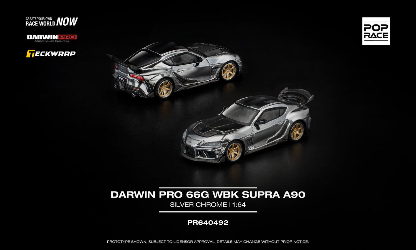 POP Race Darwin Pro 66G WBK Supra A90 Silver Chrome 1:64 diecast tuner car