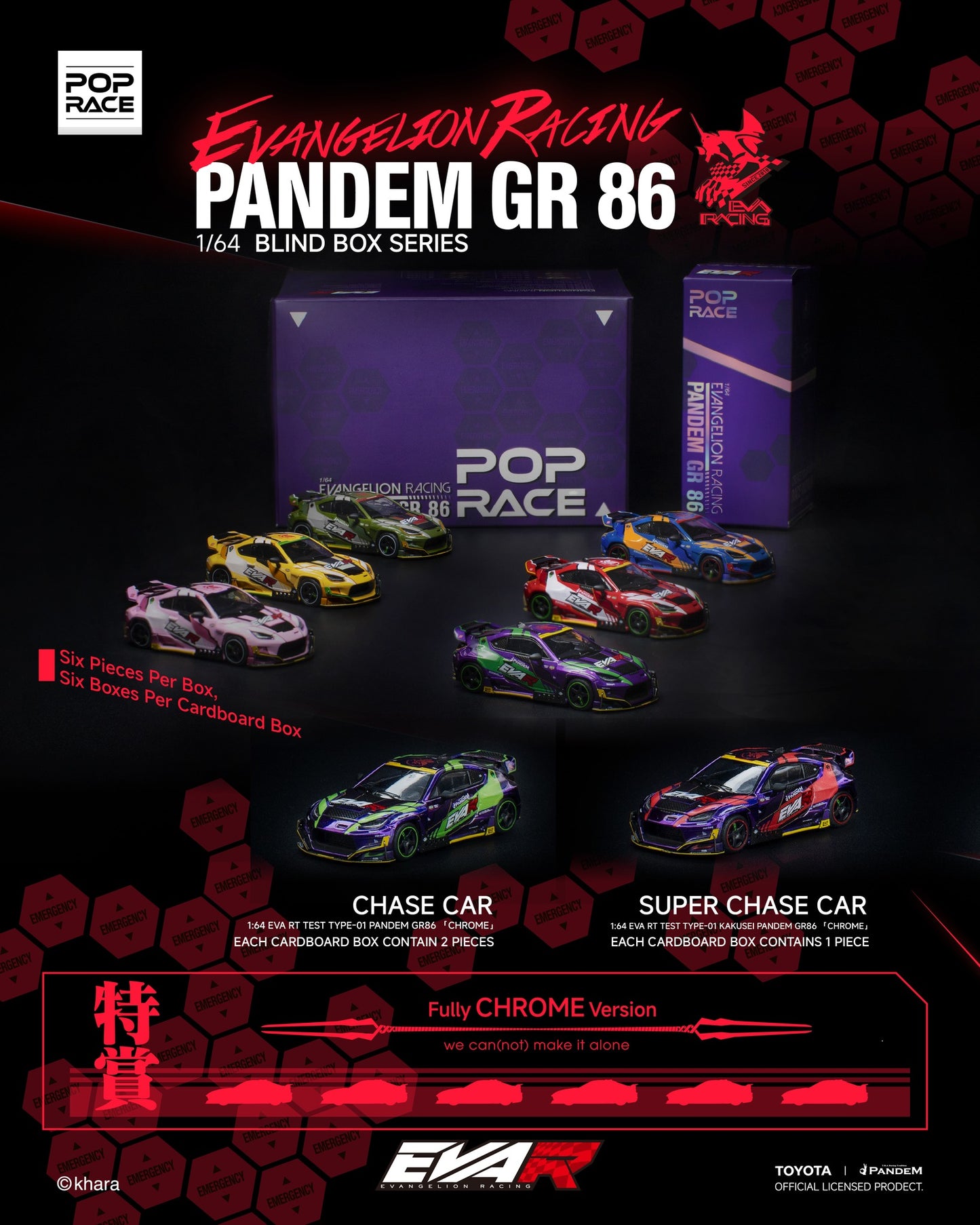 POP Race Evangelion Racing Pandem GR 86 Blind Box Series 1:64 diecast anime tuner cars