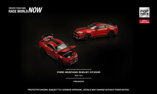 POP Race Ford Mustang Shelby GT350R in Race Red with opening front and rear sections.