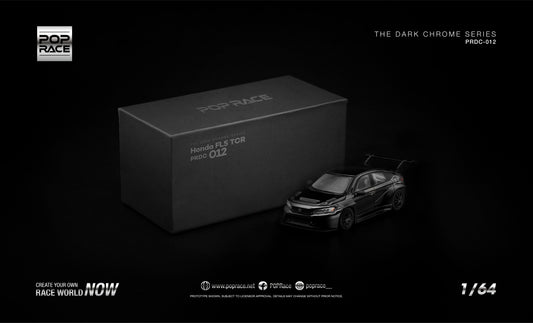 POP Race Honda Civic FL5 TCR dark chrome opening hood engine detail 1:64. Front