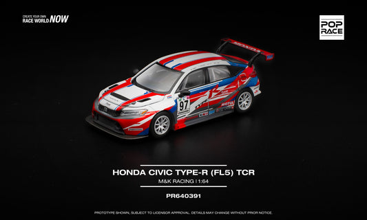 POP Race 1:64 Honda Civic Type-R FL5 TCR M&K Racing diecast model car. Front