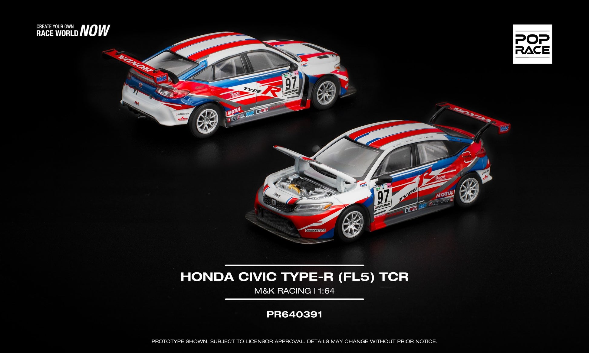 POP Race 1:64 Honda Civic Type-R FL5 TCR M&K Racing diecast model car