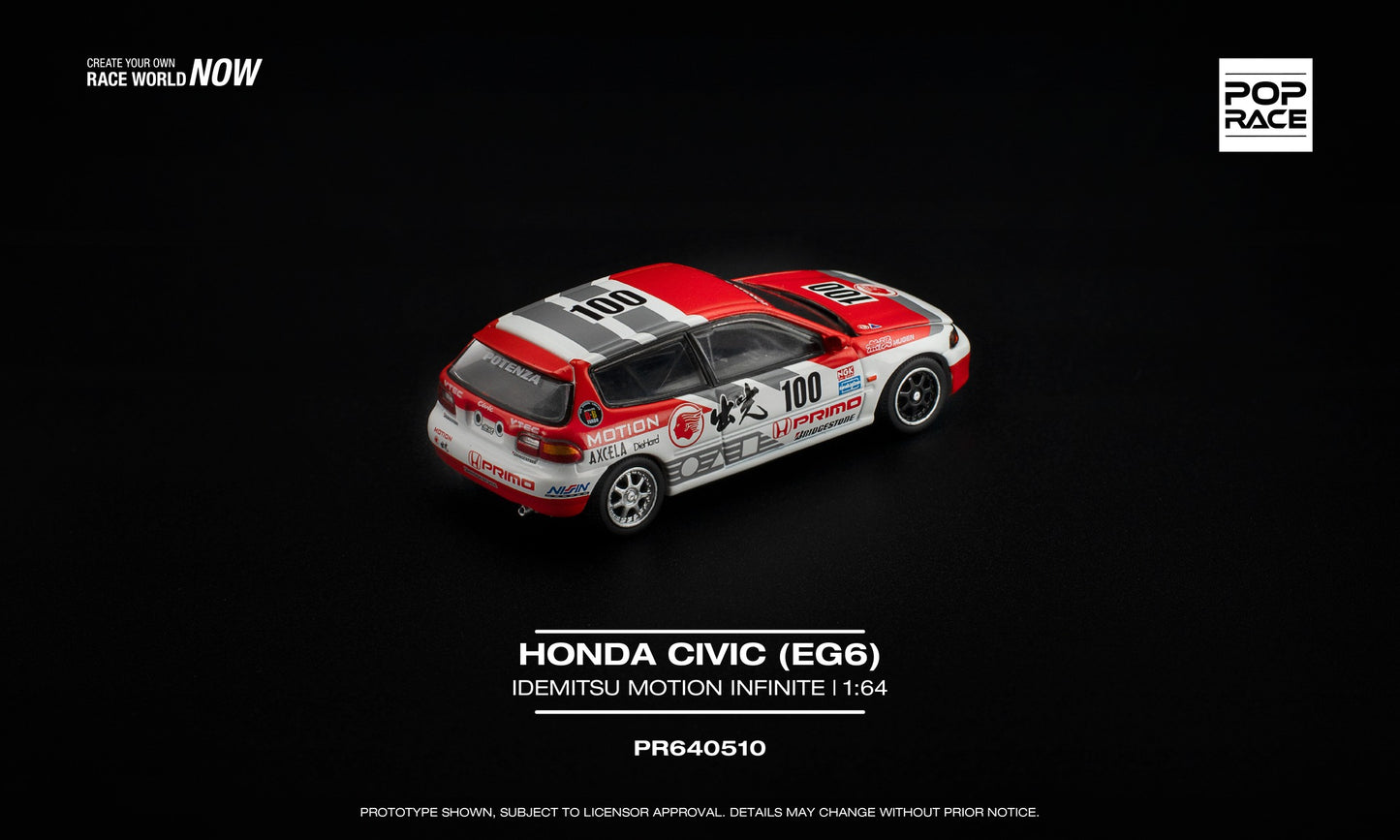 POP Race Honda Civic EG6 Idemitsu Motion Infinite opening hood engine 1:64. Back