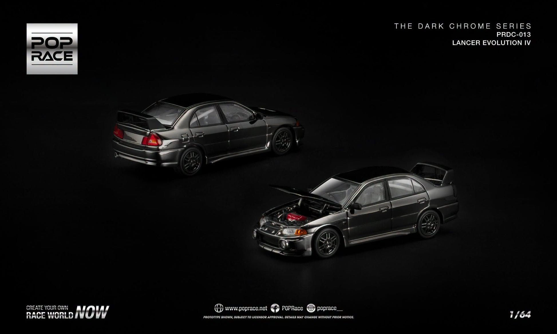 POP RACE Mitsubishi Lancer Evolution IV Dark Chrome Series.