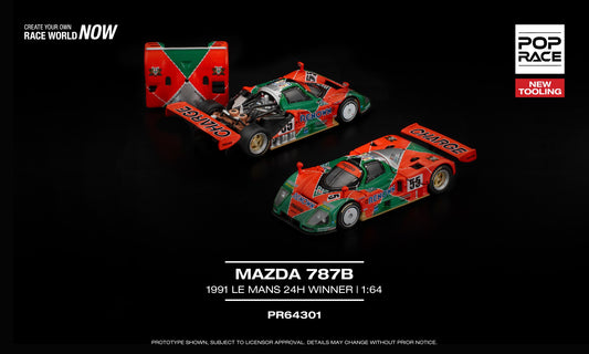 POP Race Mazda 787B 1991 Le Mans 24H Winner Renown livery 1:64 scale model car. Top
